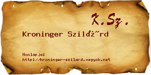 Kroninger Szilárd névjegykártya